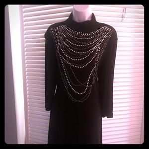 Black studded, long sleeve dress